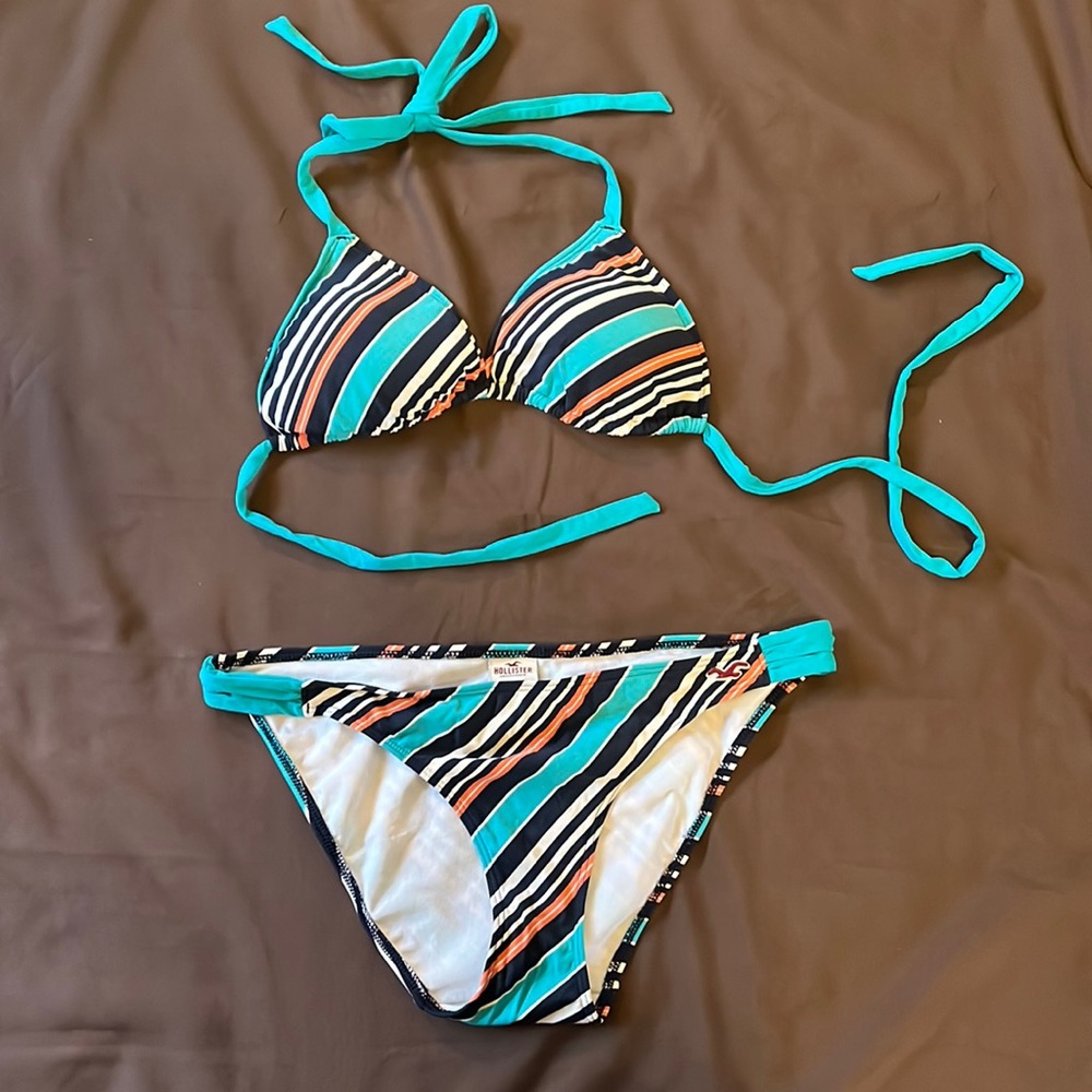 Striped Hollister Bikini (top and bottom)